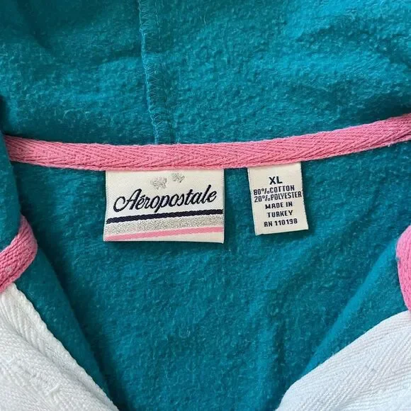 Aeropostale Vintage Y2K Blue Pullover Hooded Sweatshirt - Picture 5 of 9